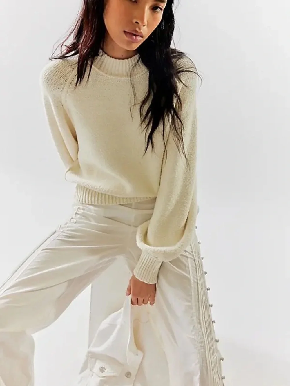 Free People Riley pull over sweater in creamy white - medium - perfect condition